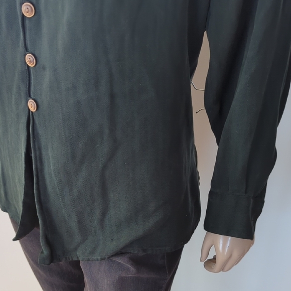 Green Blouse with Relaxed Fit and Shawl Collar 90s - Picture 6 of 16